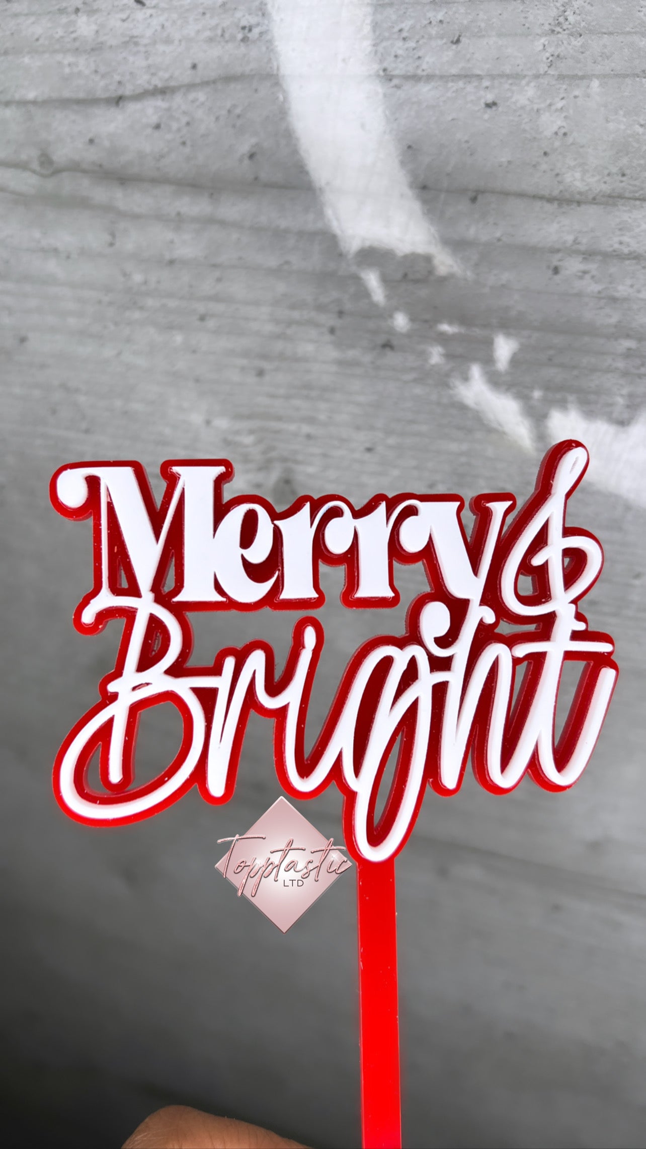Merry & Bright/ Christmas- Double layer acrylic topper