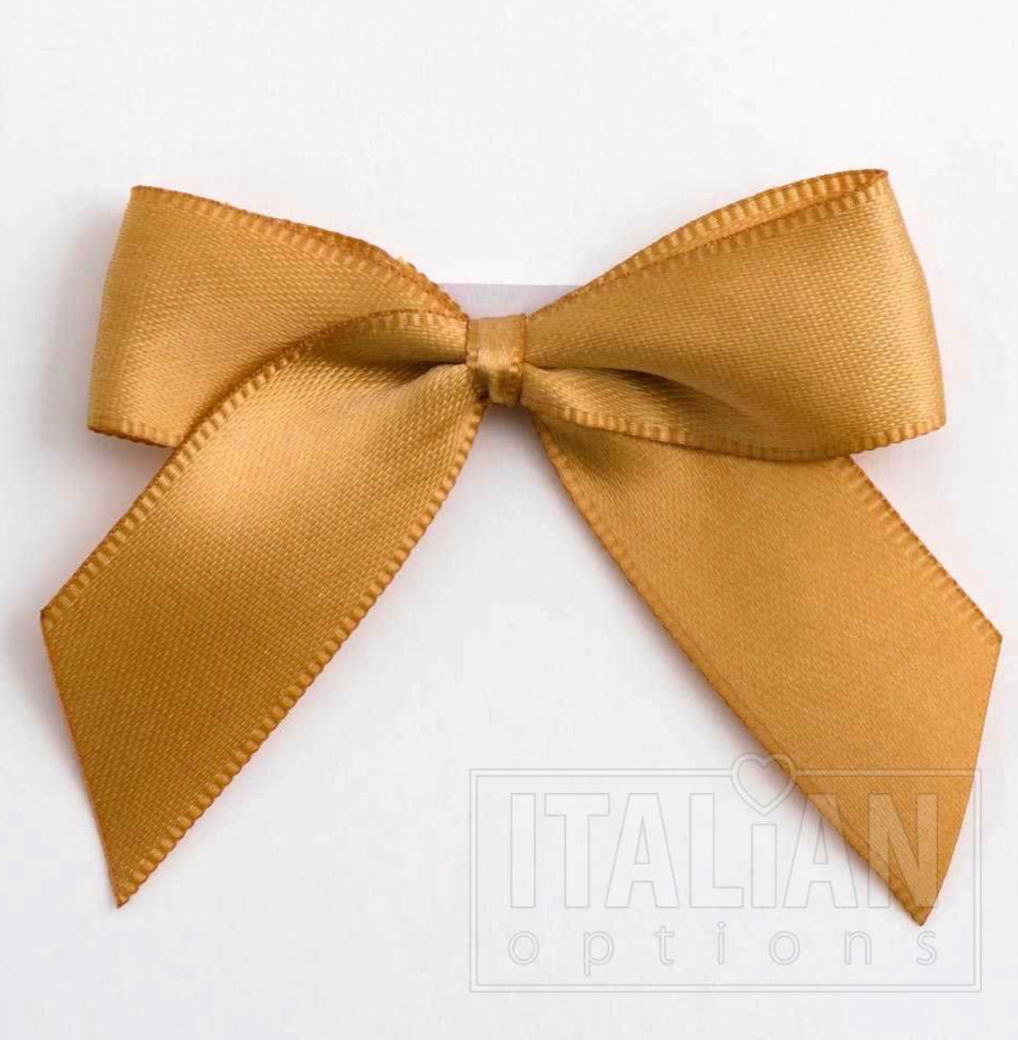 5mm wide Satin bows- of 6- self adhesive-Antique Gold