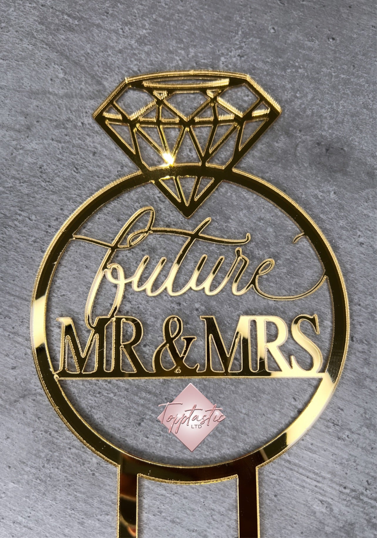 Mr & Mrs/ DIAMOND RING' Acrylic cake topper