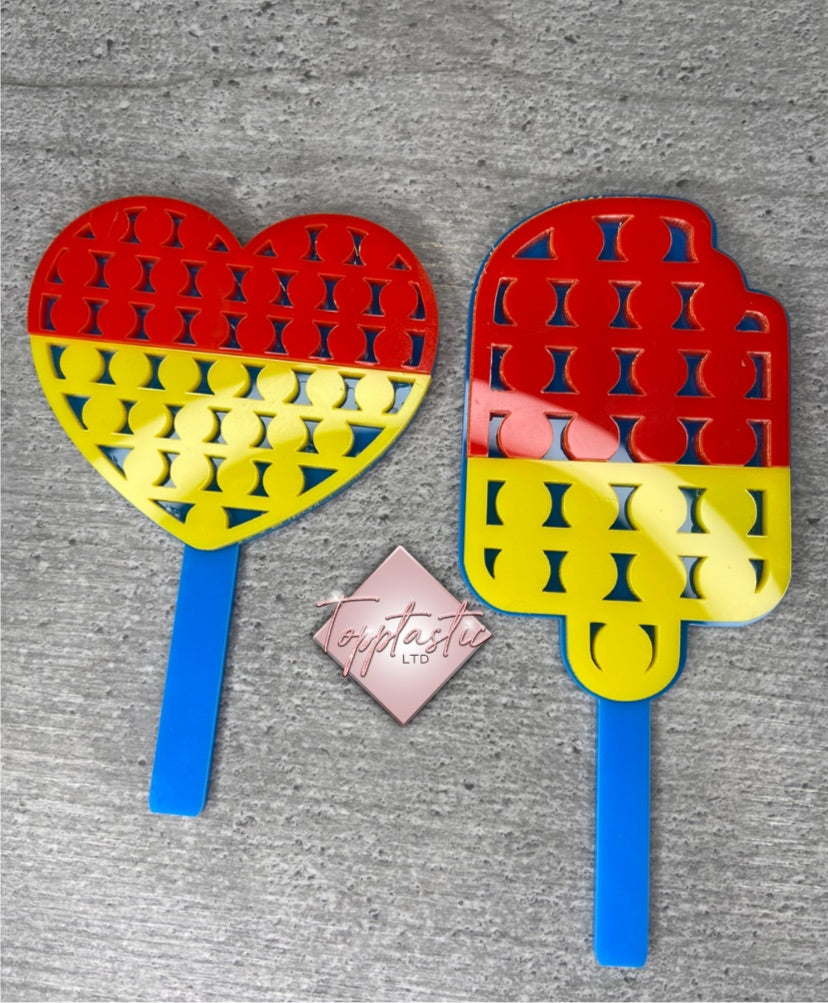 Pop-It Themed topper- Heart/ Ice Cream