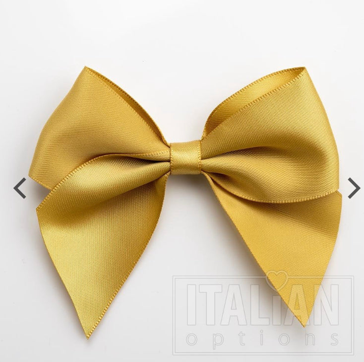 10mm wide Satin bows- Pack of 6- self adhesive- Gold