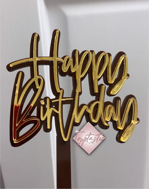 Happy Birthday- Double layer acrylic cake topper