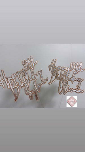 Double layer mirror and glitter cake topper