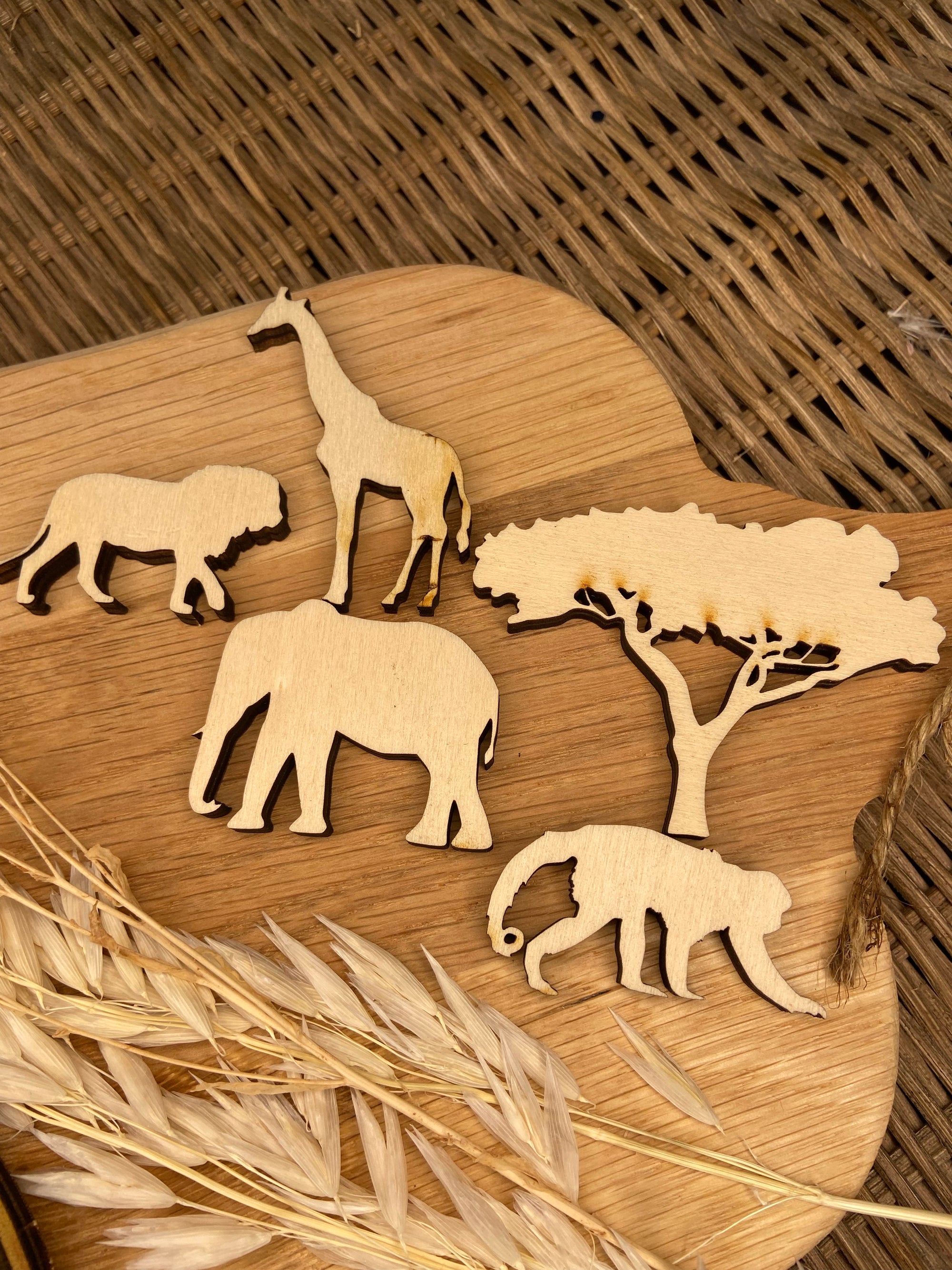 Wooden safari charms-SET