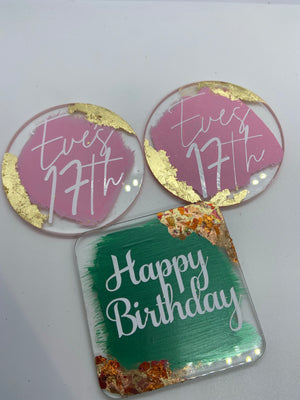 Acrylic cupcake topper - Glitter pack- 3 design options
