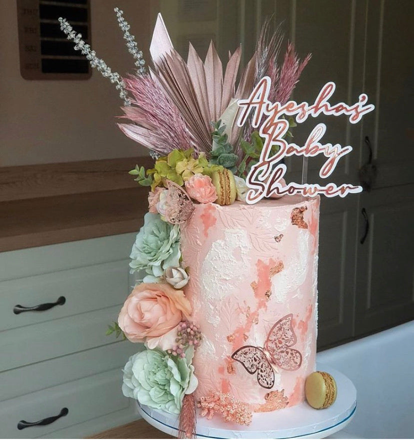 Double layer mirror and glitter cake topper