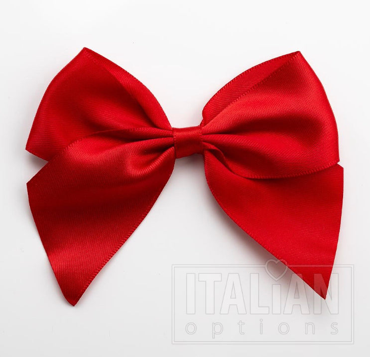 10mm wide Satin bows- Pack of 6- self adhesive- Red