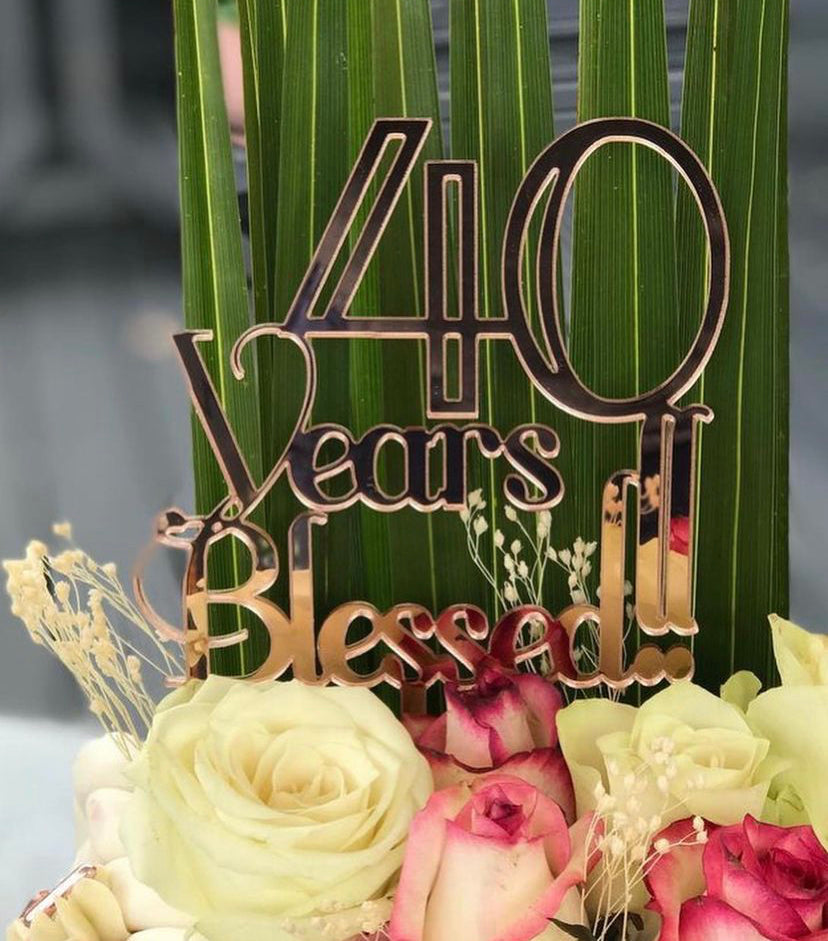 'Years Blessed' Acrylic cake topper