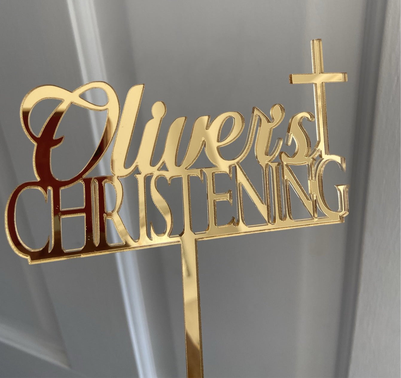 Christening Acrylic cake topper with cross