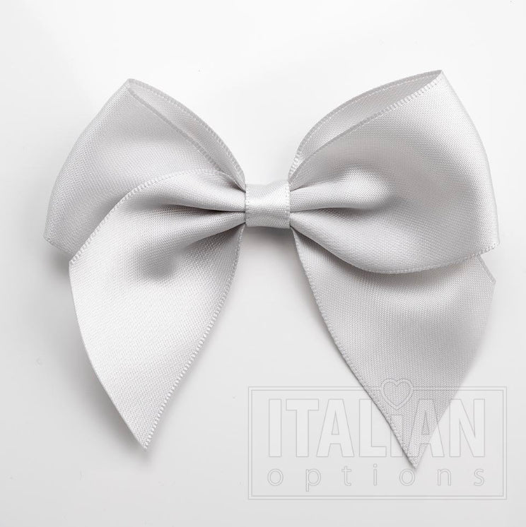 10mm wide Satin bows- Pack of 6- self adhesive- Silver