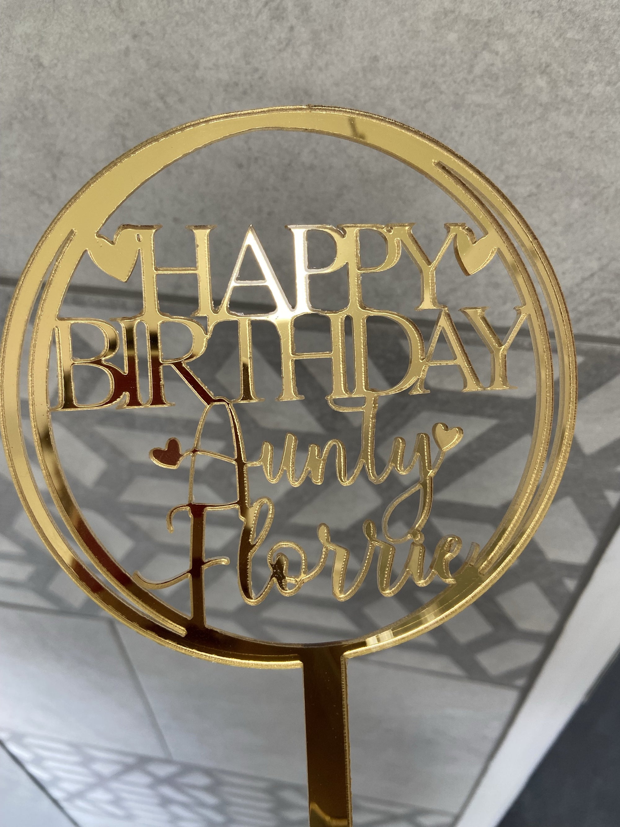 'Circle- Happy Birthday' Acrylic Cake topper