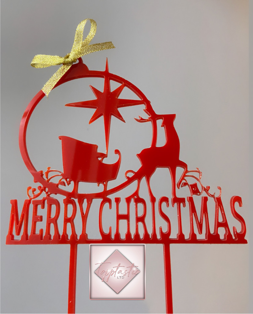 Merry Christmas acrylic cake topper