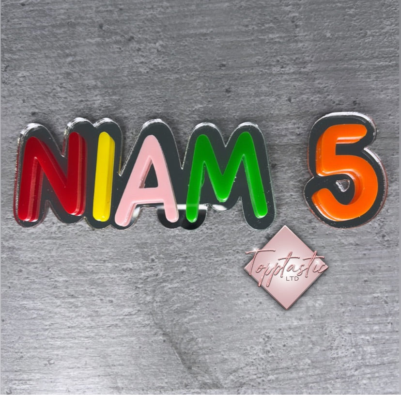 Rainbow Double layered Name and age charm set