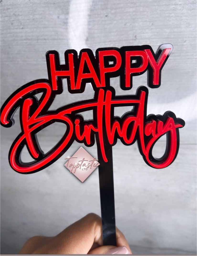 Happy Birthday- Double layer acrylic topper
