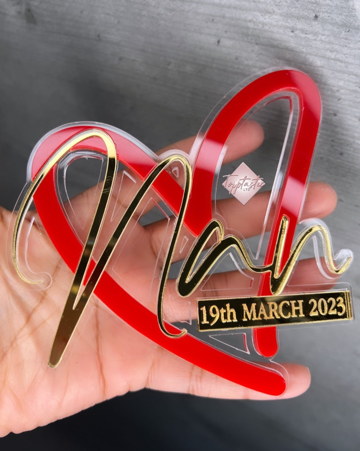 'Sliced' Mothers Day/ Heart Cake Charm with message