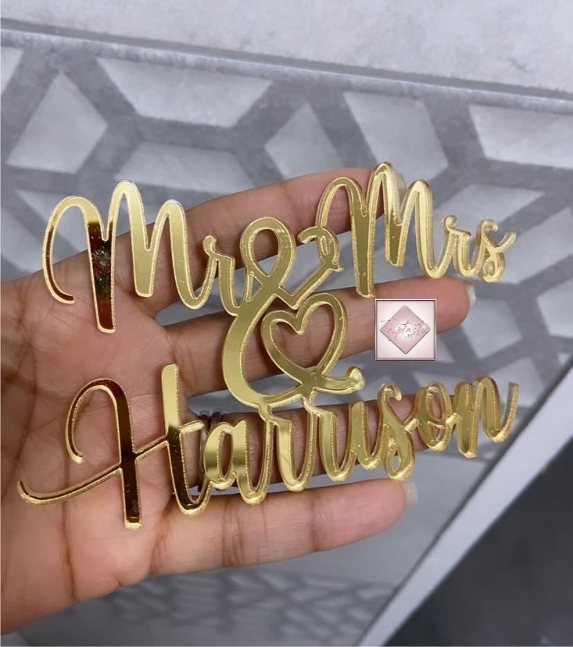 Mr & Mrs/Wedding Acrylic cake charm