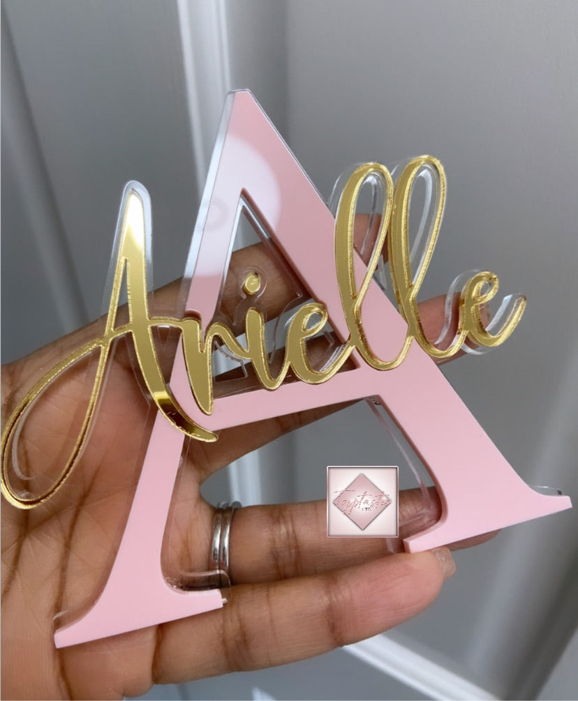 'Sliced' Initial Cake Charm/Topper