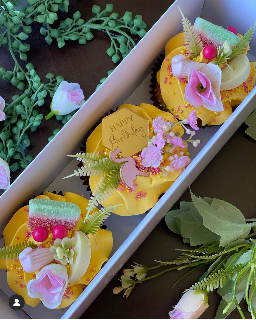 Mini Happy Birthday cupcake circle/ hexagon disc-  PACK OF 3