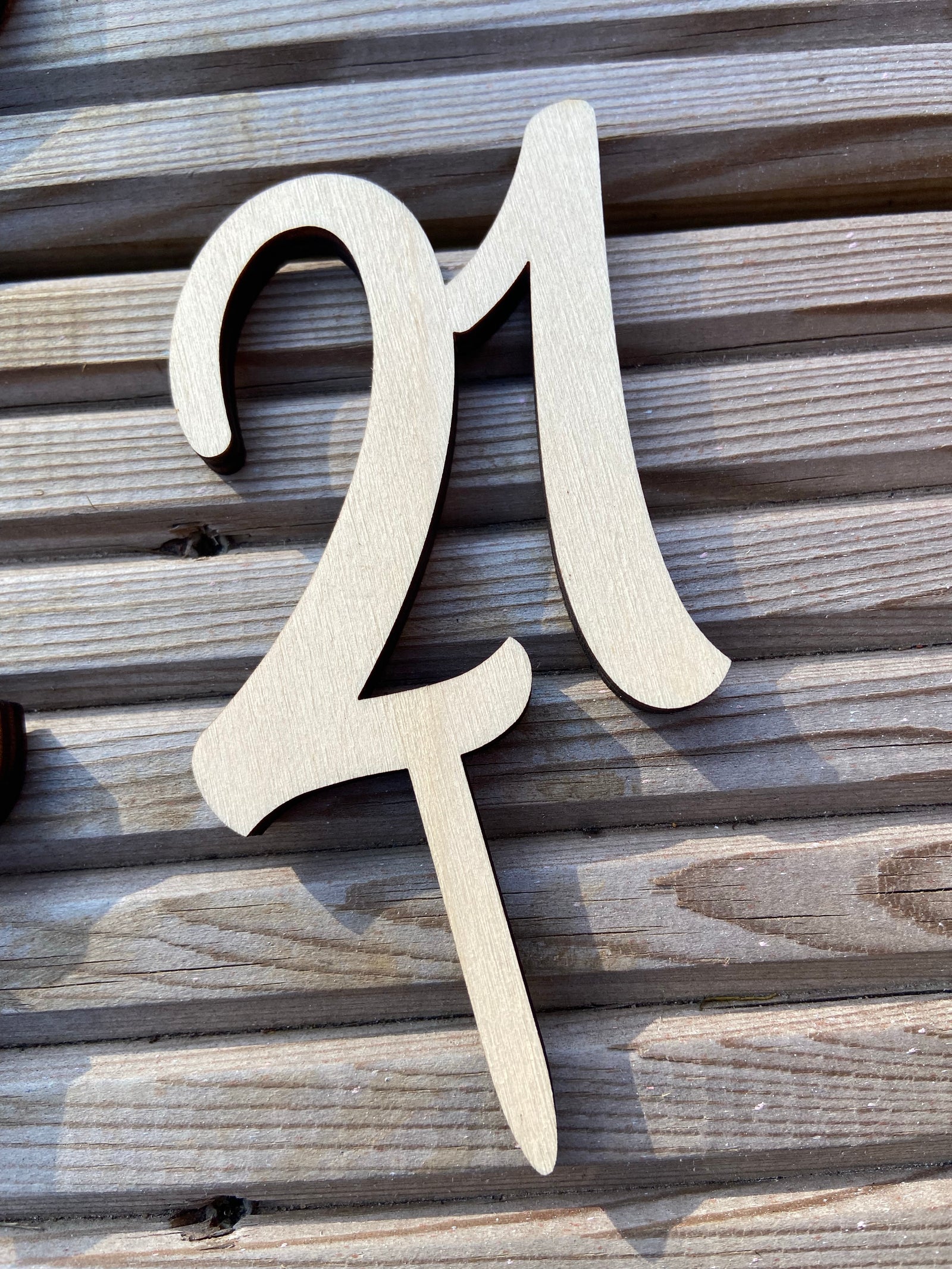 Wooden age cake topper