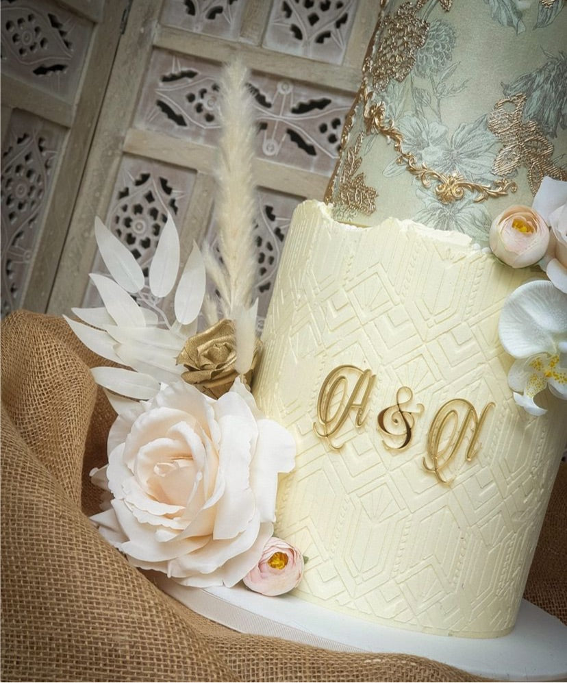 Art Deco Initials/ Wedding Acrylic cake charms: Choose your Font