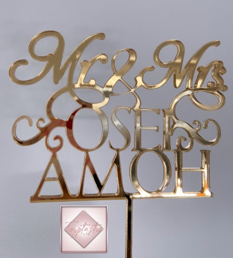 Mr & Mrs/ Wedding Acrylic cake topper