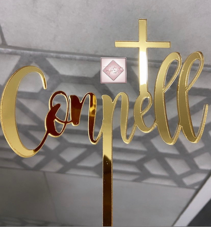 Christening Acrylic cake topper with cross