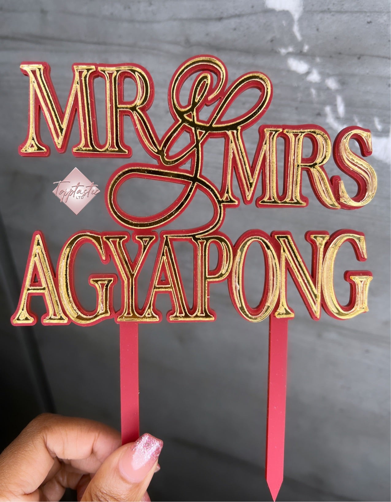 Mr & Mrs/Wedding- Double layer Acrylic topper