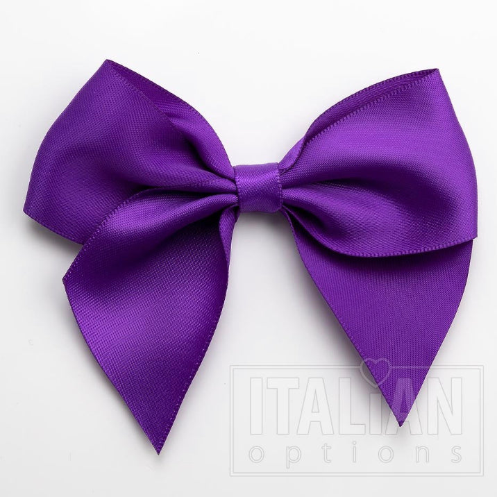 10mm wide Satin bows- Pack of 6- self adhesive- Purple