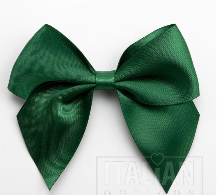 10mm wide Satin bows- Pack of 6- self adhesive-  Emerald