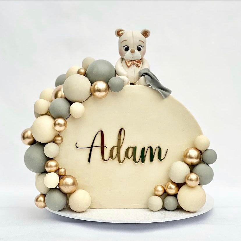 Name/ Word Acrylic cake charm: Choose your Font
