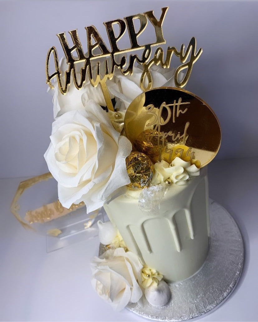 Happy Anniversary Acrylic Cake Topper