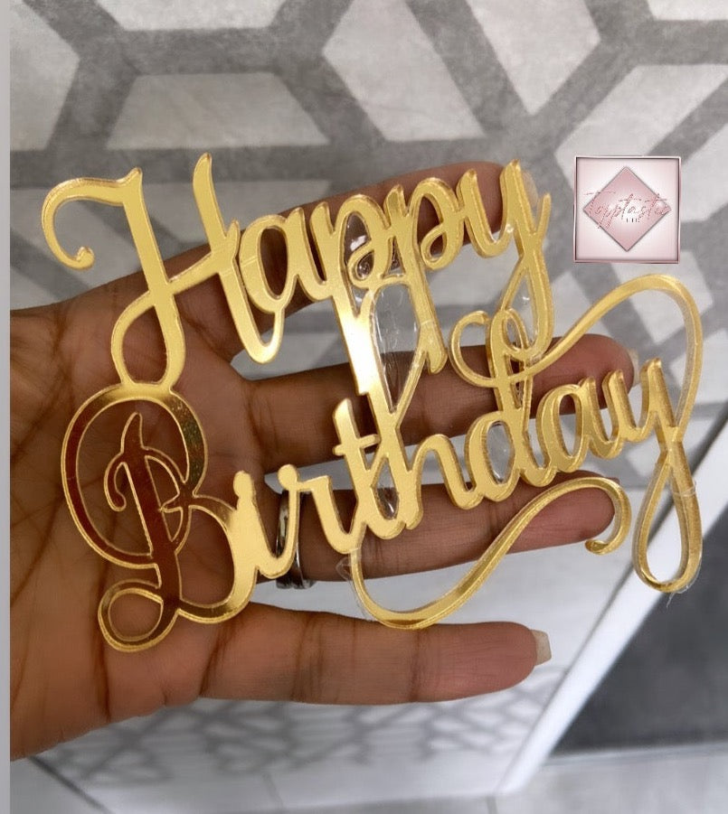 'Happy Birthday' Acrylic cake charm