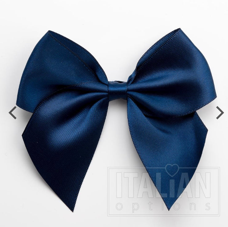 10mm wide Satin bows- Pack of 6- self adhesive- Navy
