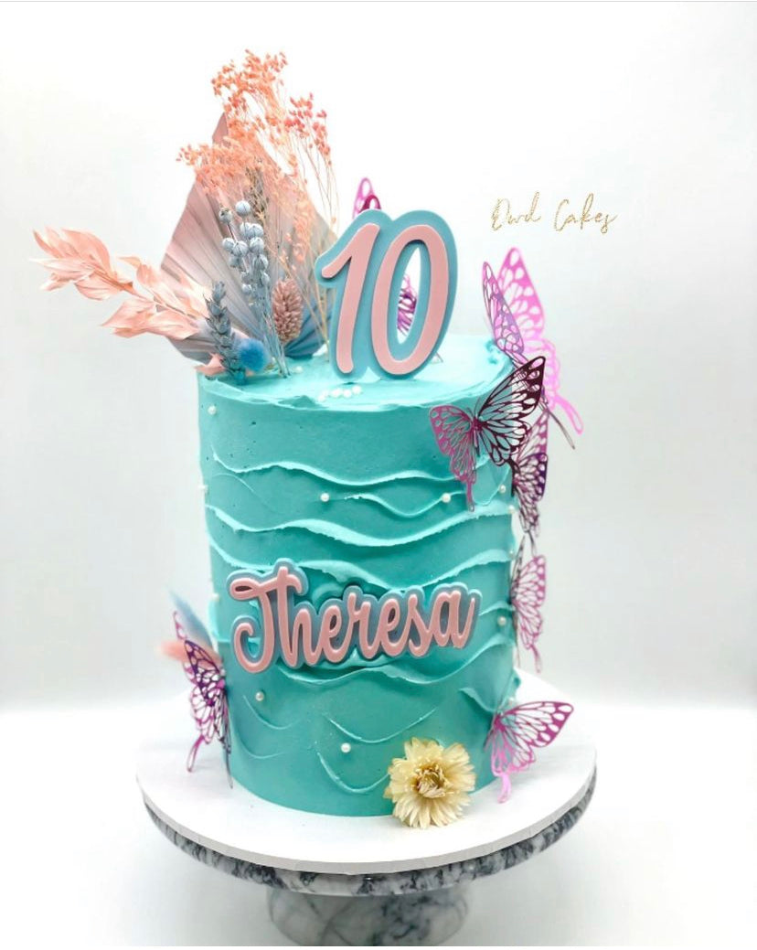 Double layered Name charm and age TOPPER SET: Choose your Font