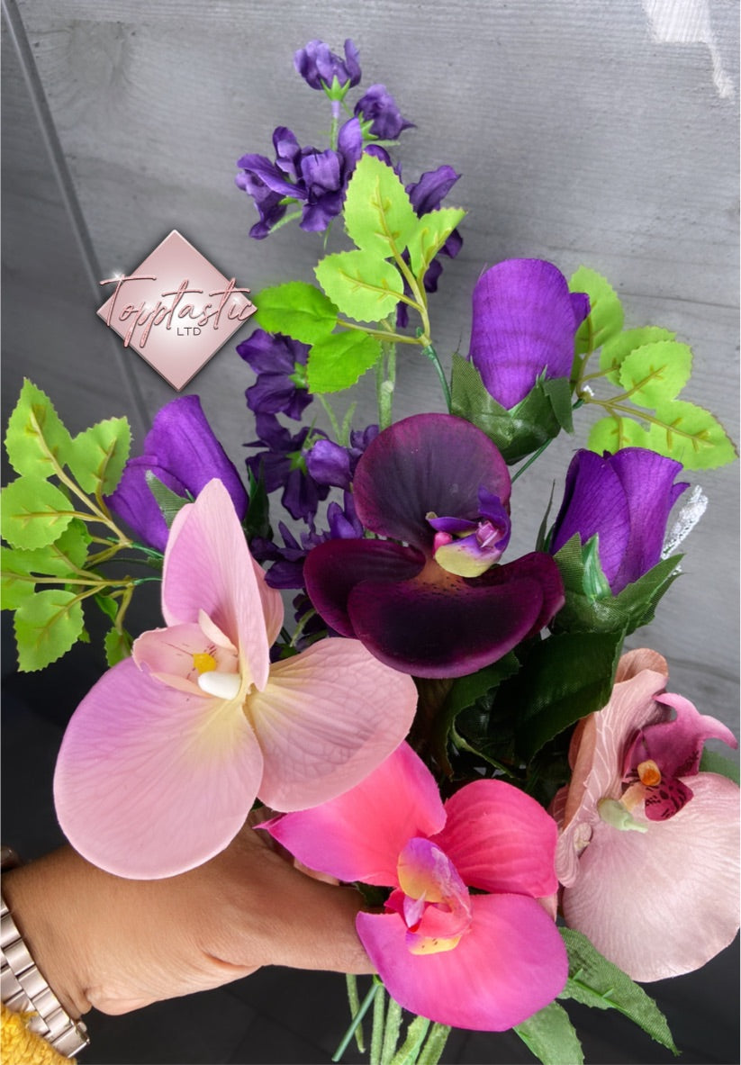 Silk/ Artificial Flower Bouquet- Purple