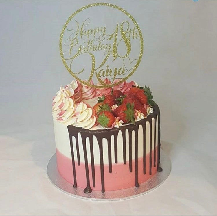 Personalised circle cardstock cake topper