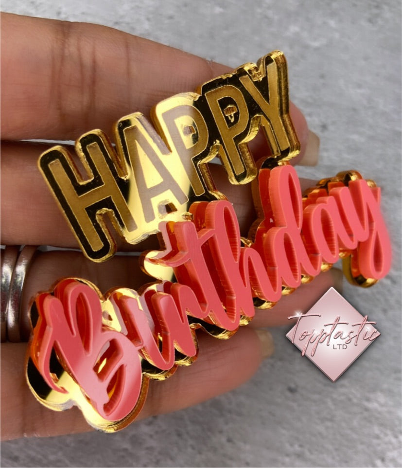 Engraved Happy Birthday topper
