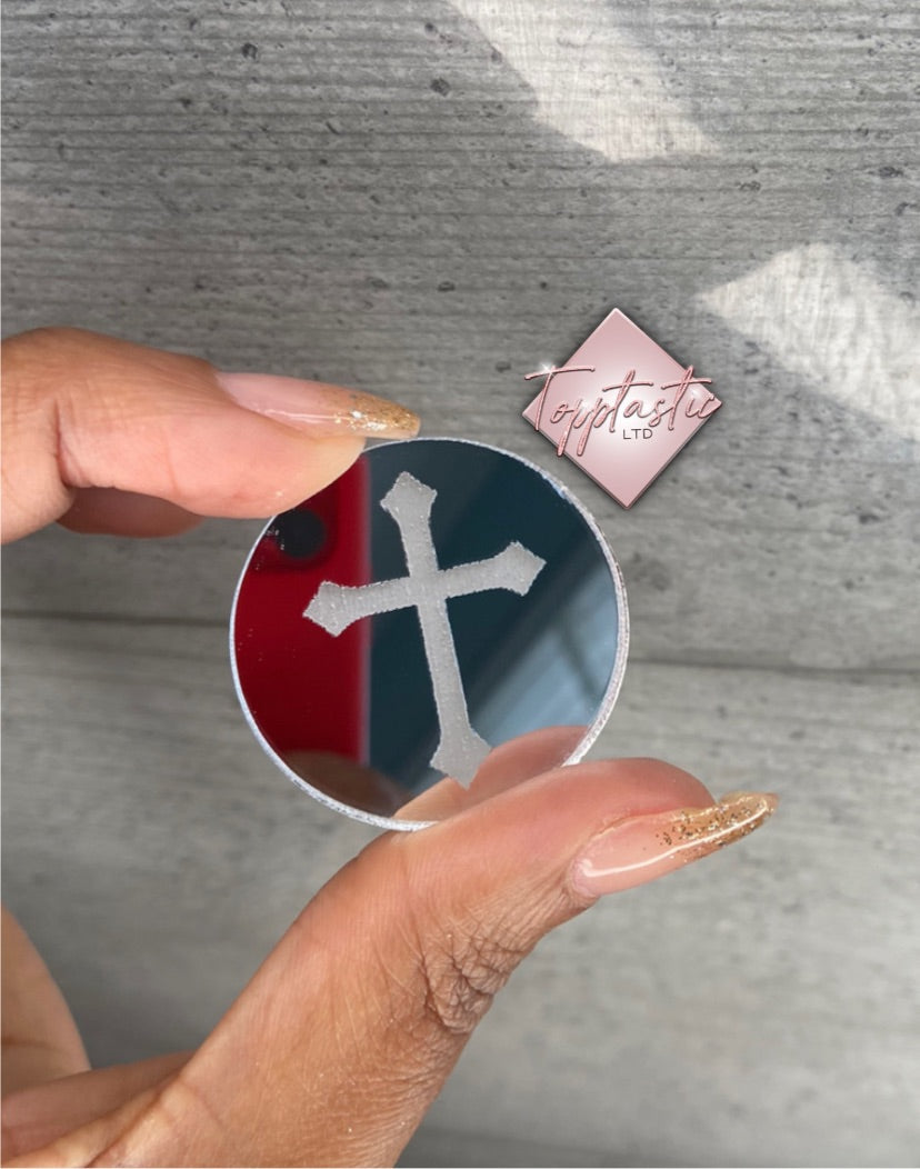 Mini Acrylic Cross cupcake disc- PACK OF 2
