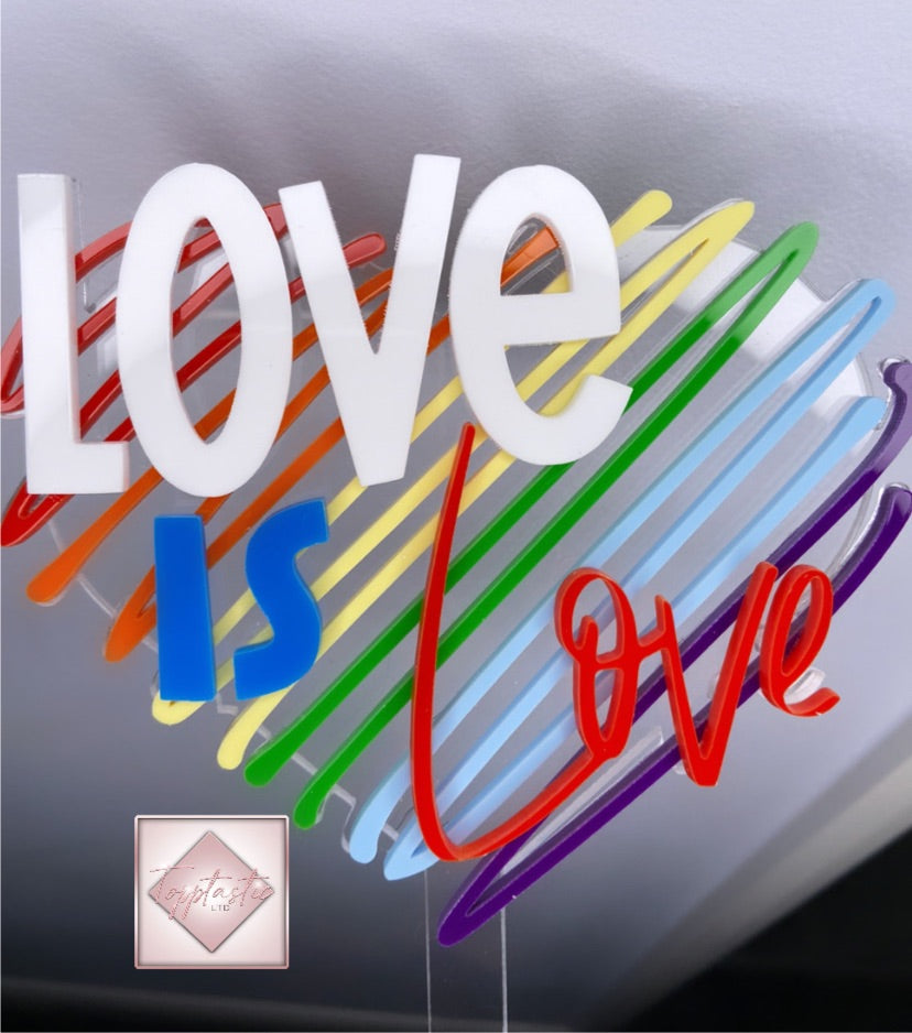 Pride/Rainbow/Love acrylic cake topper